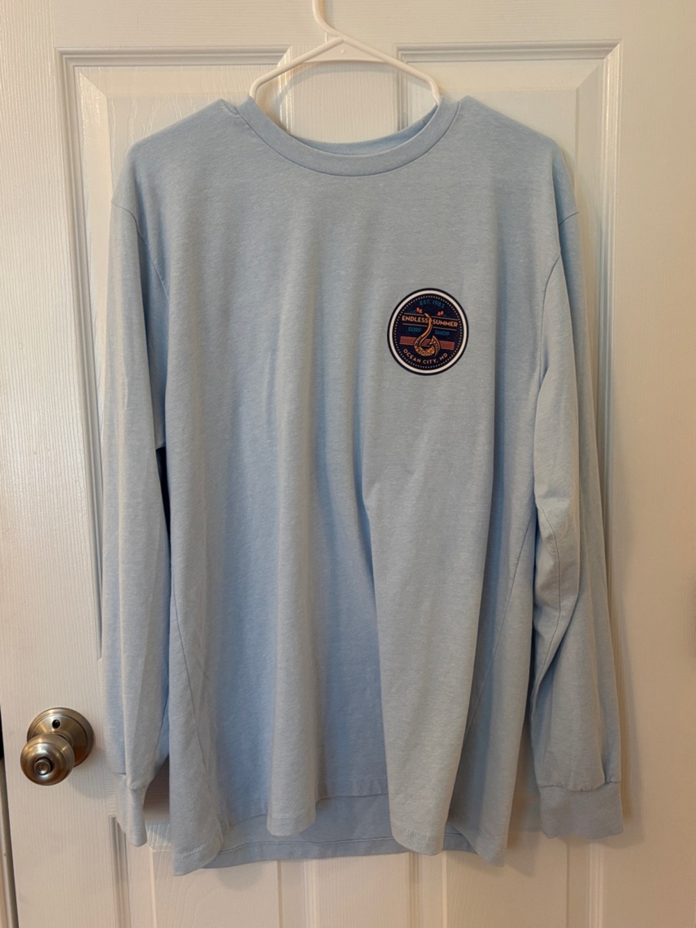 Endless Summer Surf Shop, Ocean City, MD Light Blue, Long Sleeve Tee, Size L